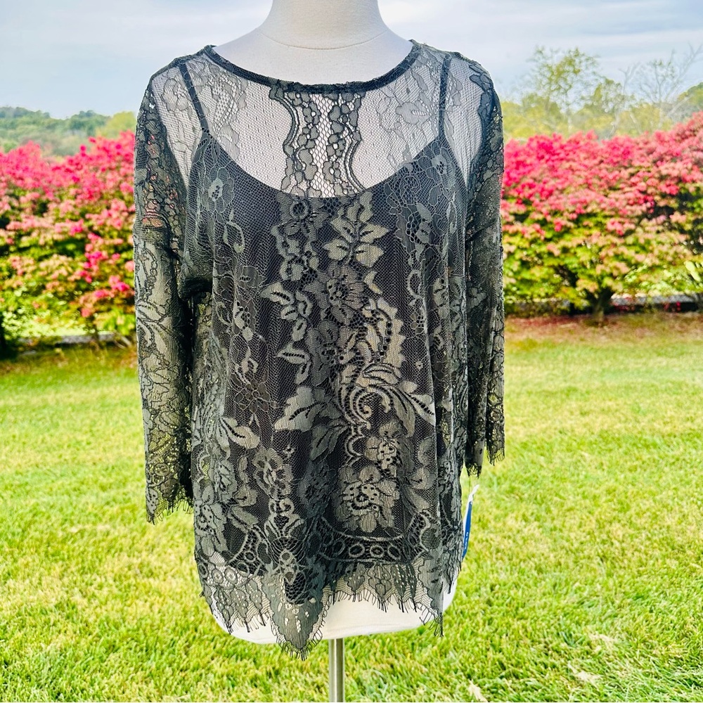 APT 9 Grape Leaf 2 Piece Lace Top - Picture 2 of 14